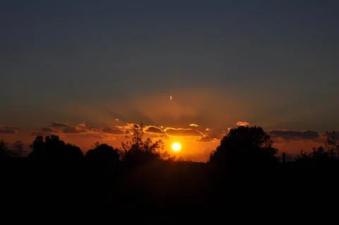 Landscape of cloud sky with sunset Stock Photos