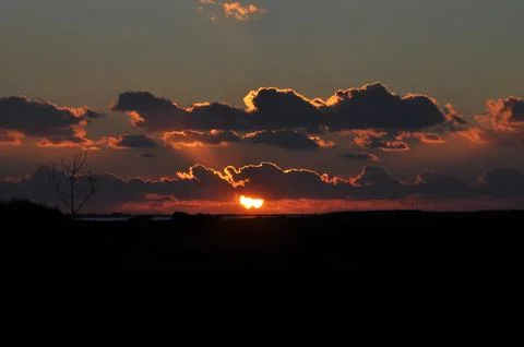 Landscape of cloud sky with sunset Stock Photos
