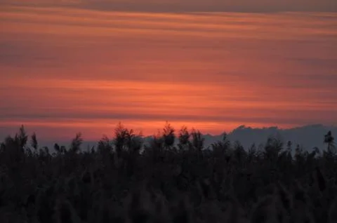 Landscape of cloud sky with sunset Stock Photos