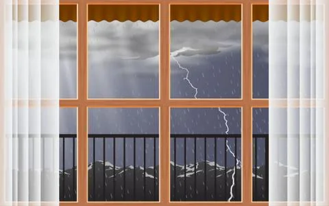 Landscape of cloud at the windows in the rainday Ilustración de archivo