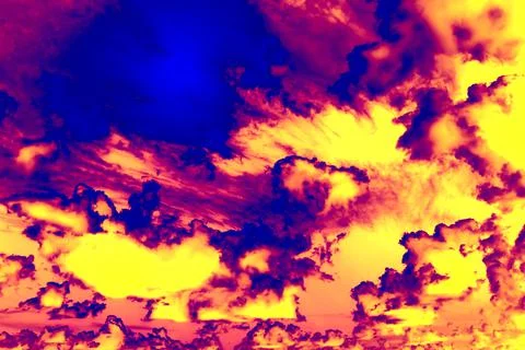 Landscape with clouds the dramatic color of a nuclear explosion Stock Photos