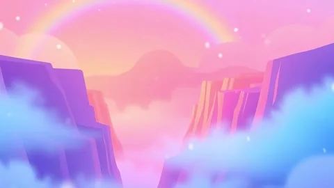 Landscape with clouds over Canyons: Cartoon Illustration landscape With Beautif Stock Footage 317967276