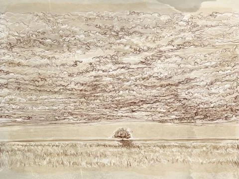 Landscape with cloudy Stock Illustration