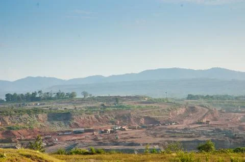Landscape of coal mining, coal mining district, lampang province, thailand. Foto stock
