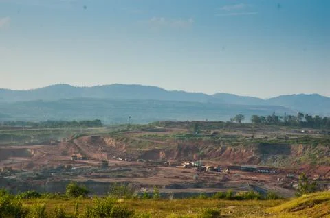 Landscape of coal mining, coal mining district, lampang province, thailand. Stock Photos