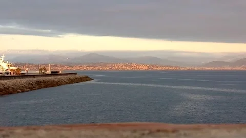 Landscape of the coastline at the sunset Stock Footage 325967407