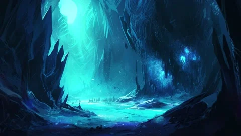 Landscape of cold and death in front of the immensity of a cave of a fantas.. Stock Footage 239677979