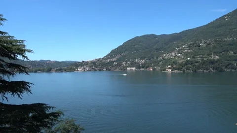 Landscape of Como lake. Panoramic view. 4K resolution Stock Footage 141500031