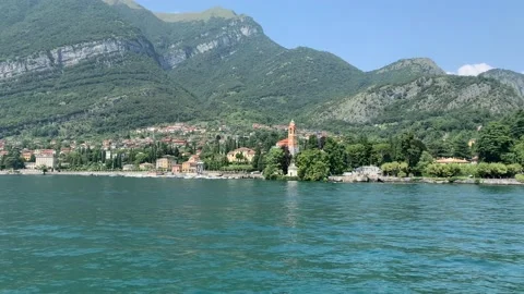 Landscape of Como Lake shore between Lenno and Tremezzo towns, Italy. Stock-Footage 160628186
