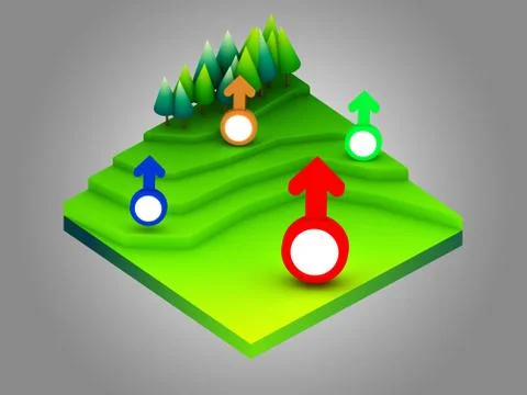 Landscape concept isometric infographic,showing data analytics Stock Illustration