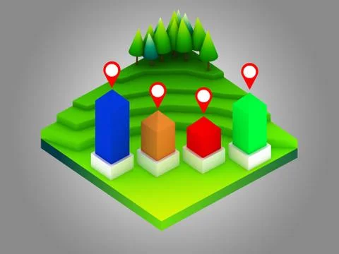 Landscape concept isometric infographic,showing data analytics Stock-Illustration