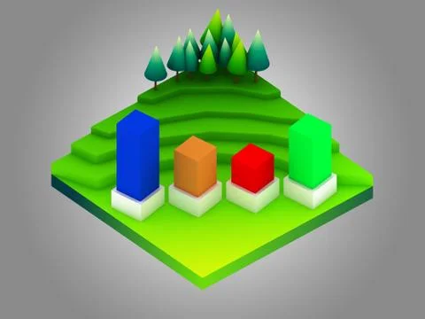 Landscape concept isometric infographic,showing data analytics Stock Illustration