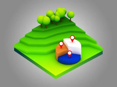 Landscape concept isometric infographic,showing data analytics Stock Illustration
