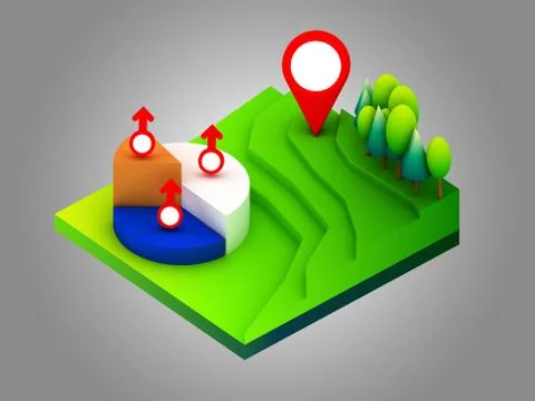 Landscape concept isometric infographic,showing data analytics Stock Illustration