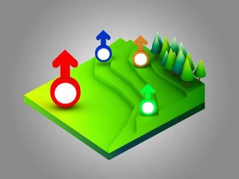 Landscape concept isometric infographic,showing data analytics Stock Illustration
