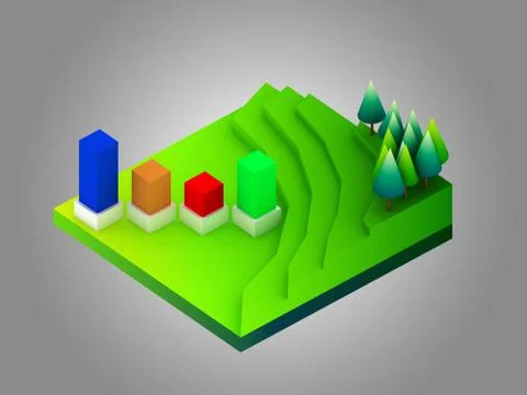 Landscape concept isometric infographic,showing data analytics Stock Illustration