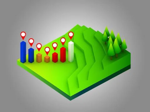 Landscape concept isometric infographic,showing data analytics Stock Illustration