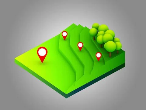 Landscape concept isometric infographic,showing data analytics Stock Illustration