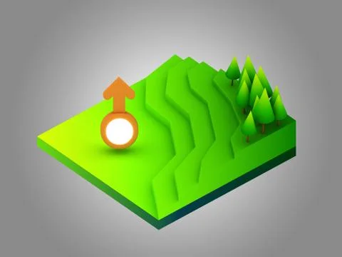 Landscape concept isometric infographic,showing data analytics Stock Illustration