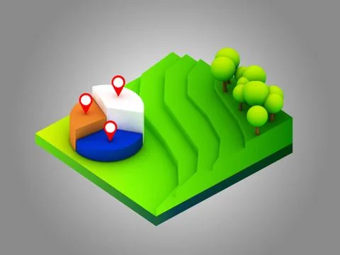 Landscape concept isometric infographic,showing data analytics Stock Illustration