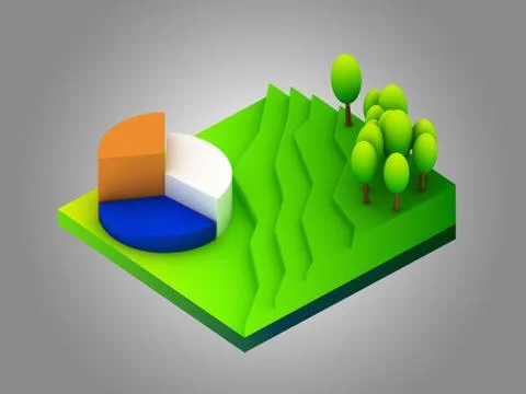 Landscape concept isometric infographic,showing data analytics Stock Illustration
