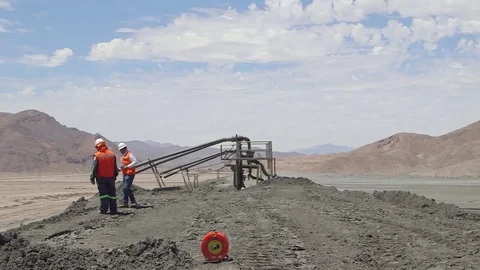 Landscape with construction workers Stock Footage 77046706