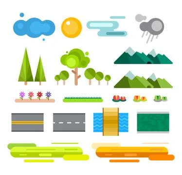 Landscape constructor icons set イラスト素材
