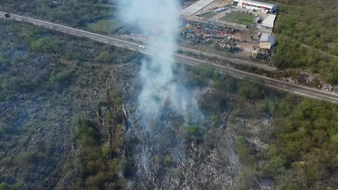 Landscape Covered by Smoke from Forest Fire Stock Footage 121653557