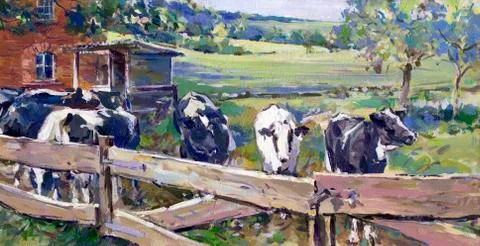Landscape with cows in lower saxony Stock Illustration