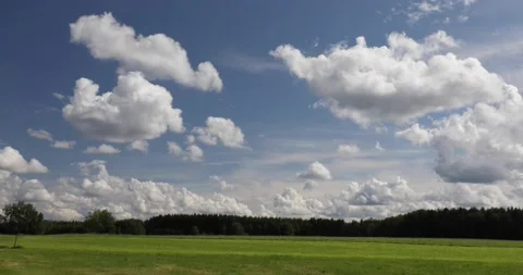Landscape with cumulus clouds panorama Stock Footage 166647373