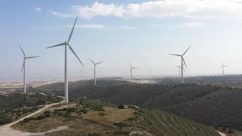 Landscape Cyprus Wind Generators 1 動画素材 244665512