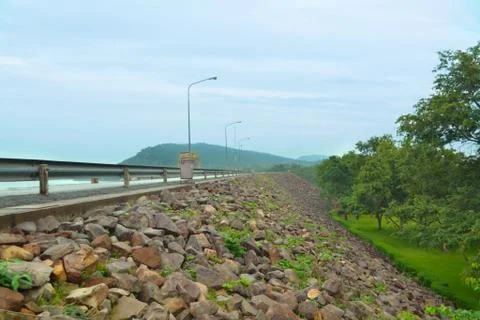 Landscape of the dam Stock Photos