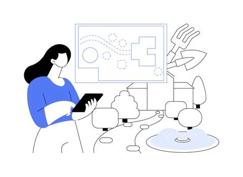 Landscape design abstract concept vector illustration. Stock Illustration