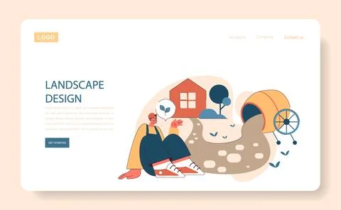 Landscape Design concept. Creative landscape architect planning outdoor 스톡 일러스트