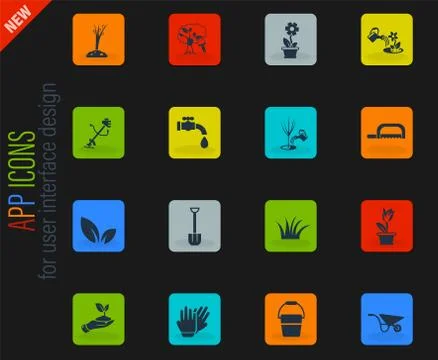 Landscape design icon set Stock Illustration