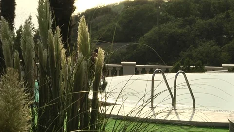 Landscape design of the pool Stock Footage 88670947