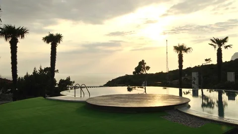 Landscape design of the pool Stock Footage 88671315