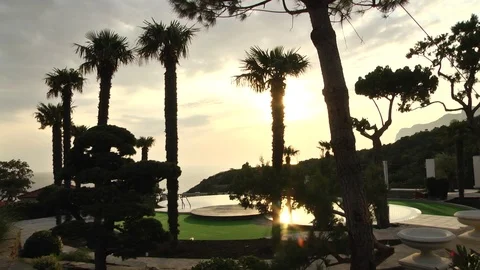 Landscape design of the pool Stock Footage 88671478