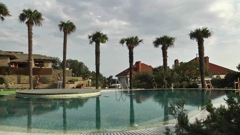 Landscape design of the pool Stock Footage 88671530