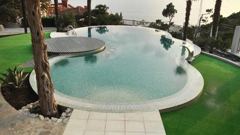 Landscape design of the pool Stock Footage 88671537