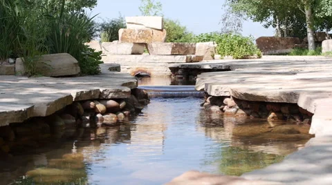 Landscape Design Stone Waterfall Feature In Garden 動画素材 48130226