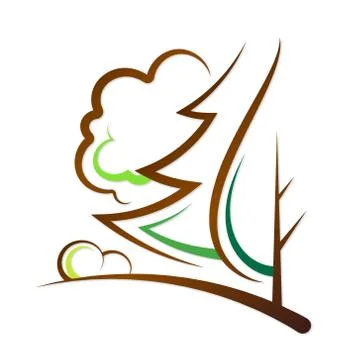 Landscape design with trees Stock Illustration