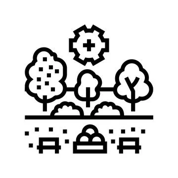 Landscape development services line icon vector illustration Stock Illustration