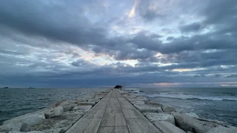 Landscape on the dike of Sottomarina Video stock 223889033