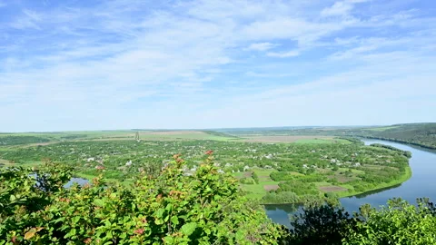 Landscape of the Dniester river Stock Footage 310517899