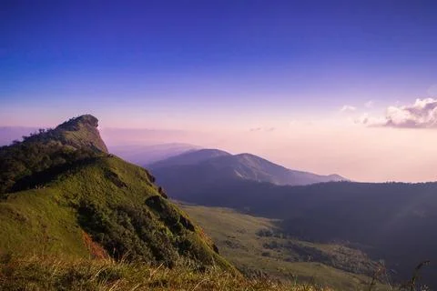 Landscape of Doi Mon Chong The highest mountain peak in Thailand Stock Photos