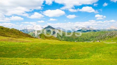 Landscape of Dolomites with Marmolada and Piz Boe Stock Photos
