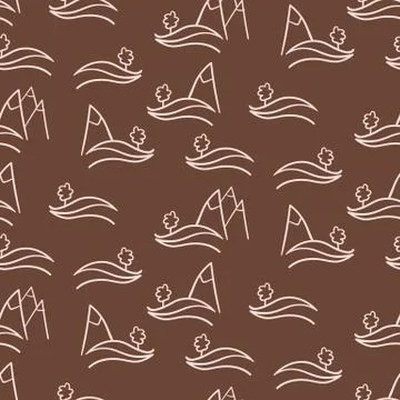 Landscape doodle seamless vector pattern Illustrazione stock