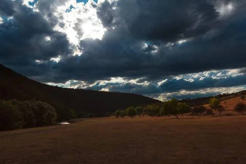 Landscape with dramatic sky Stock Photos