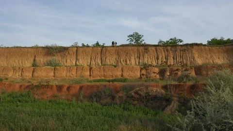 Landscape with dry grass - dron Stock Footage 129108216